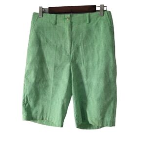 Susan Bristol Green and White Vintage High Rise Preppy Classic Cotton Shorts 12